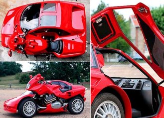 Необычный мото с авто коляской Snaefell